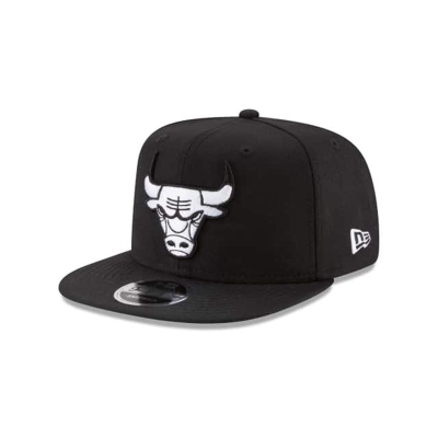 Black Chicago Bulls Hat - New Era NBA High Crown 9FIFTY Snapback Caps USA0458791